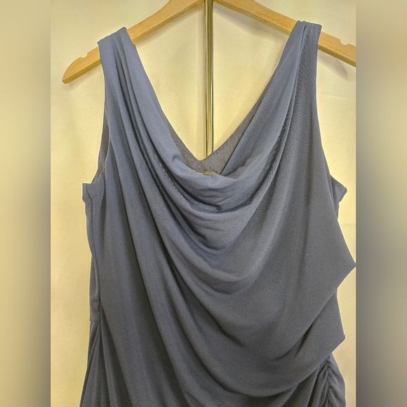 Sam Edelman Cowl Neck Ruched Jersey Midi Dress | Size LARGE Navy Blue - Picture 4 of 15